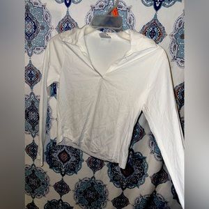 V-neck not buttons, but it is a V-neck longsleeve,